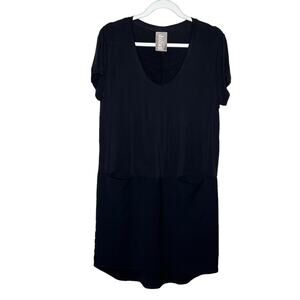 Dolan Left Coast Loren Tunic Drop Waist Dress Black with pockets Size Medium